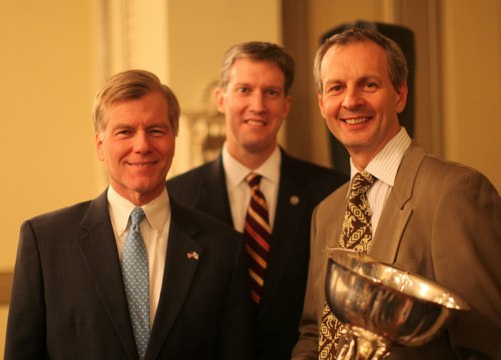 Virginia's Governor McDonnell, Agriculture Secretary Todd Haymore and Barboursville Vineyards Luca Paschina